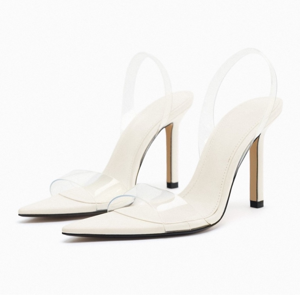 Zara high heeled vinyl sandals - clear 37 6.5